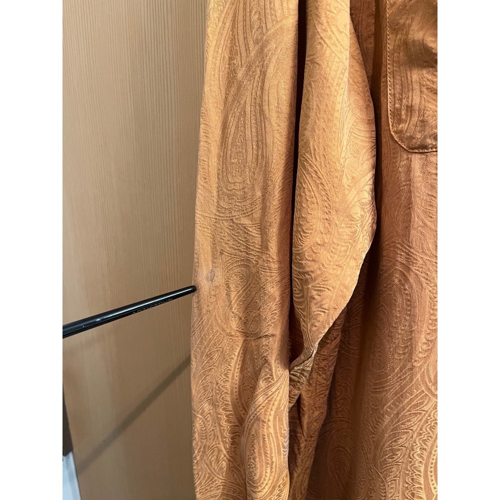 Christie & Jill Silk Paisley Button Down Shirt Womens XL Orange Jacquard Top - Picture 6 of 7